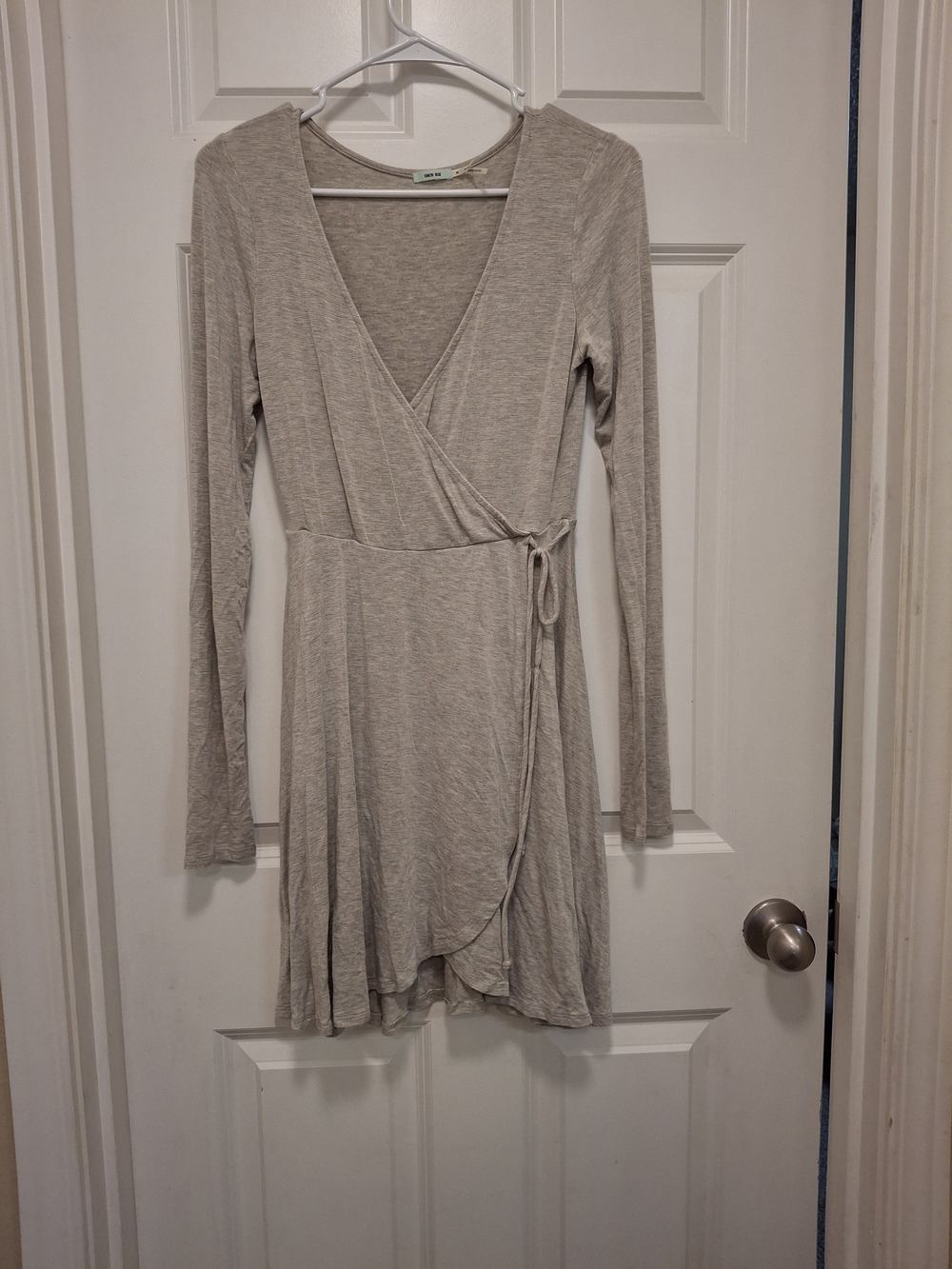 Kimchi Blue Neutral Wrap Dress in Light Taupe
